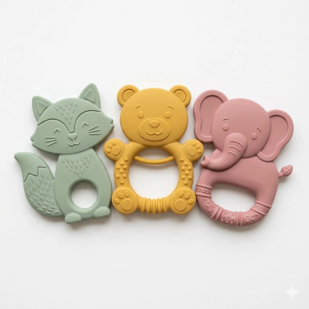 Ergonomic Non-Toxic Infant Teething Ring Set