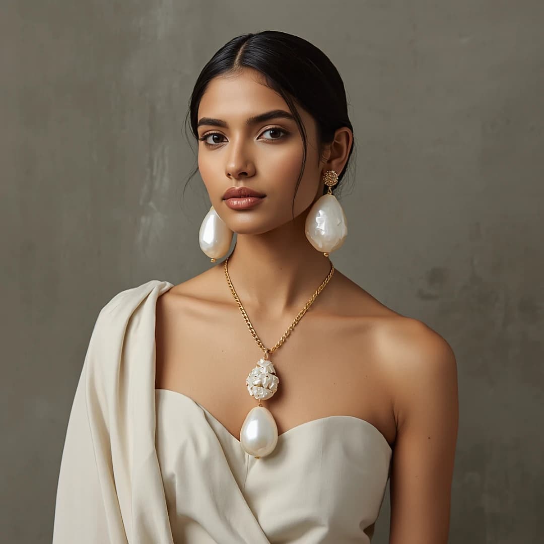 Baroque Pearl Statement Golden Pendant