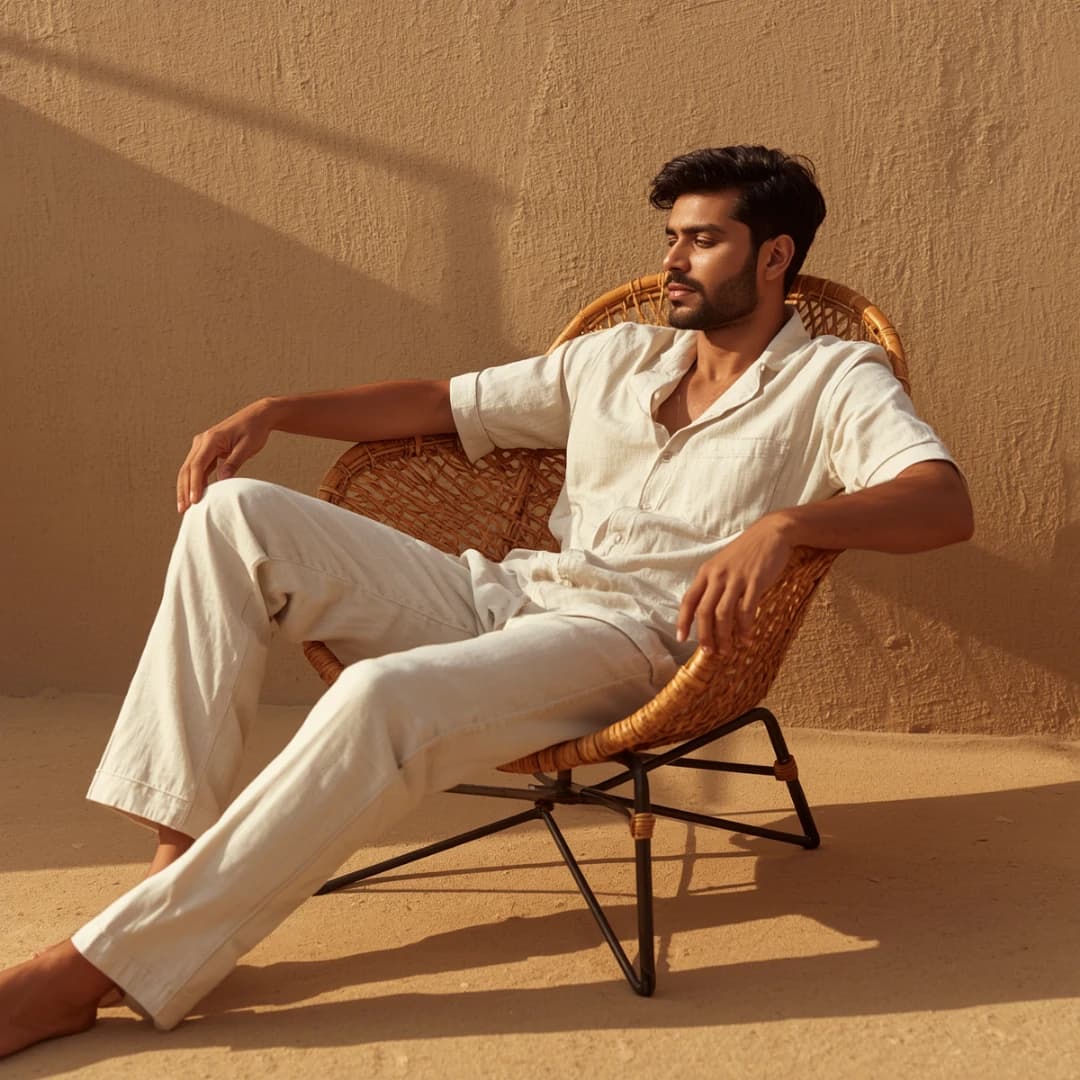 Natural Breathable Beige Linen Lounge Pants
