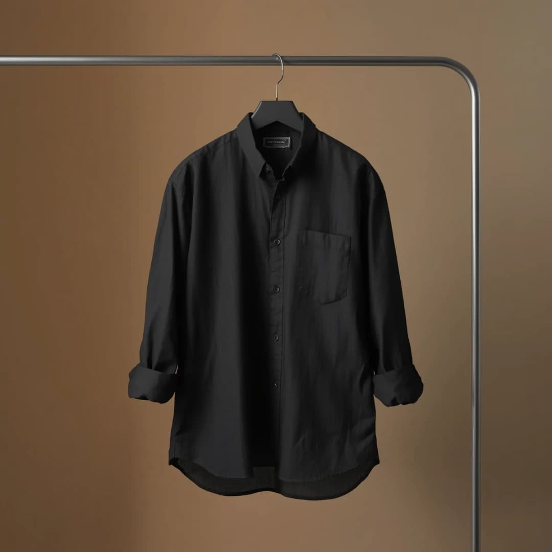 Minimalist Black Casual Pure Linen Shirt