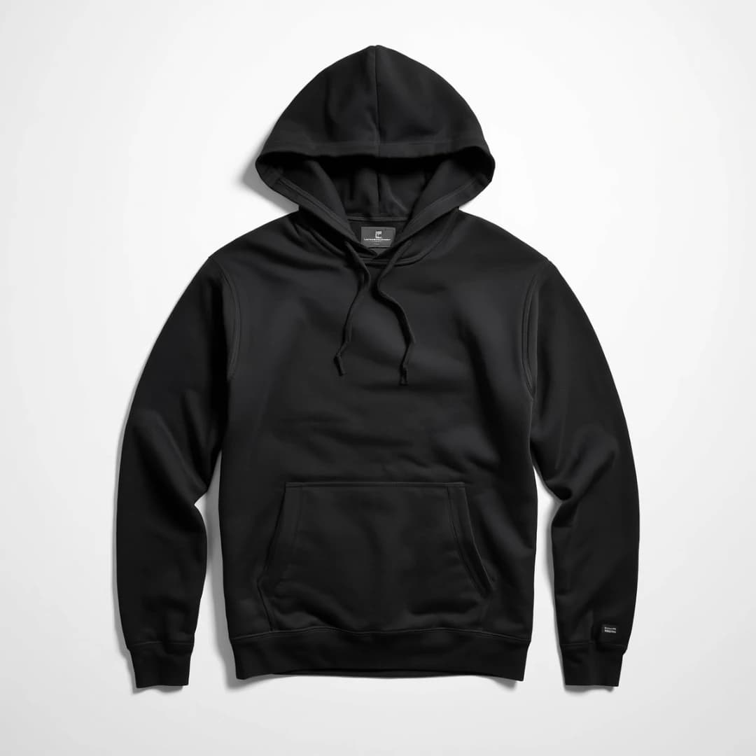 Classic Black Brushed Fleece Pullover Hoodie