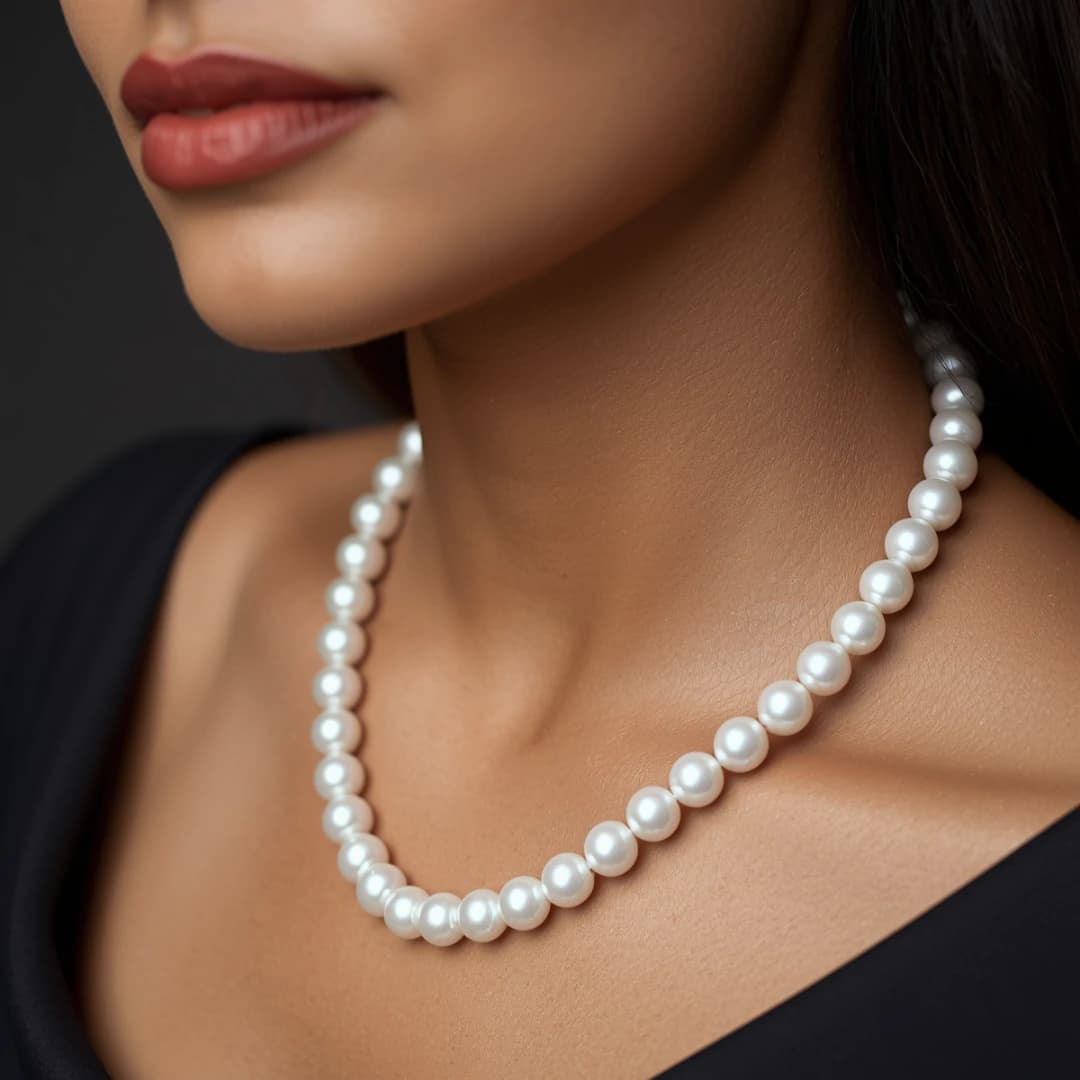 Single Strand Natural Cultured Pearl Necklace